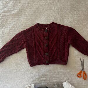 Free People || Bonfire Cardigan Chunky Knit Sweater Rust Red Brown XS